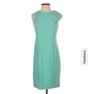 Ann Taylor Women Dress Green Sleeveless Fitted Lined Back Zip Church Size 6
